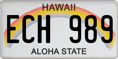 HI license plate ECH989