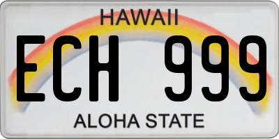 HI license plate ECH999