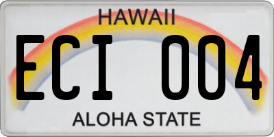 HI license plate ECI004