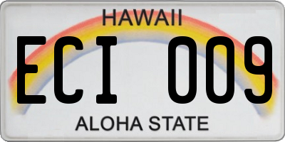 HI license plate ECI009