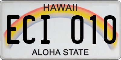 HI license plate ECI010