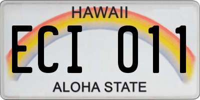 HI license plate ECI011