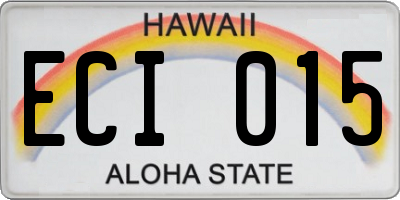 HI license plate ECI015