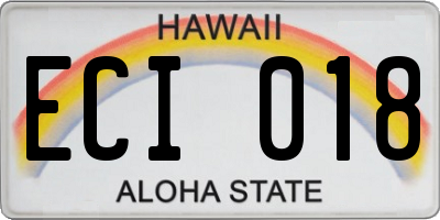 HI license plate ECI018