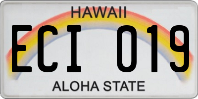 HI license plate ECI019