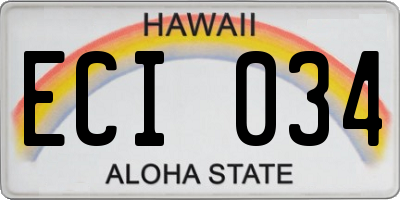 HI license plate ECI034