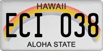 HI license plate ECI038