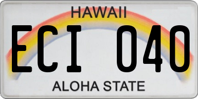 HI license plate ECI040