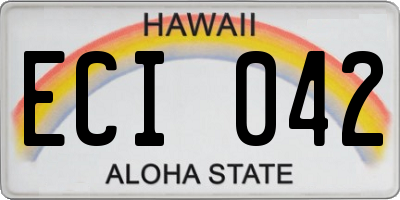 HI license plate ECI042