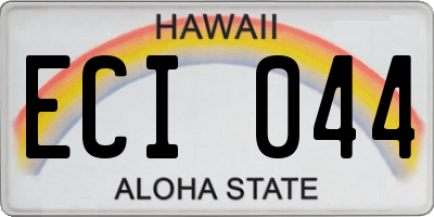HI license plate ECI044