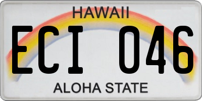 HI license plate ECI046