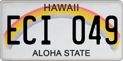 HI license plate ECI049