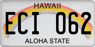 HI license plate ECI062