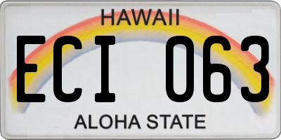 HI license plate ECI063