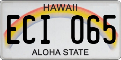 HI license plate ECI065