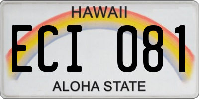 HI license plate ECI081