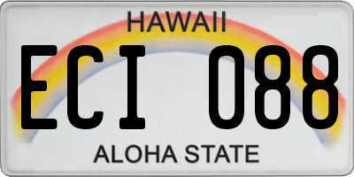 HI license plate ECI088