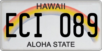 HI license plate ECI089