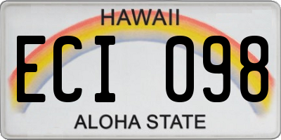 HI license plate ECI098