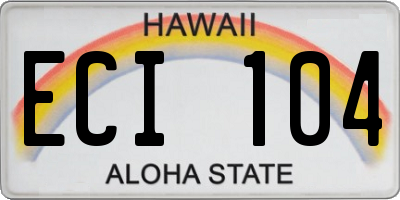 HI license plate ECI104