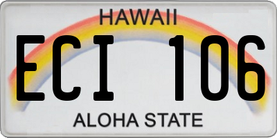 HI license plate ECI106