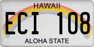 HI license plate ECI108