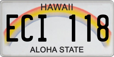 HI license plate ECI118