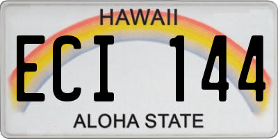 HI license plate ECI144