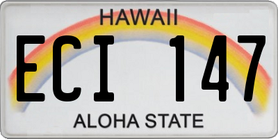 HI license plate ECI147
