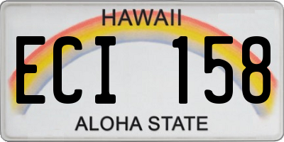 HI license plate ECI158