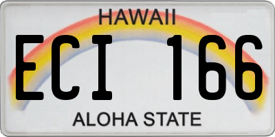 HI license plate ECI166