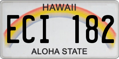 HI license plate ECI182