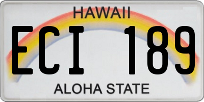 HI license plate ECI189