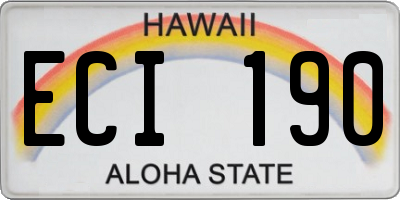 HI license plate ECI190