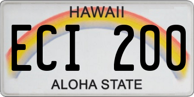 HI license plate ECI200