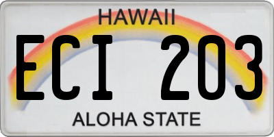 HI license plate ECI203