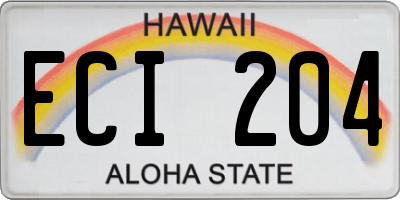 HI license plate ECI204