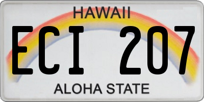 HI license plate ECI207