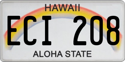 HI license plate ECI208