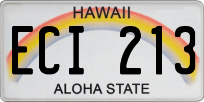 HI license plate ECI213