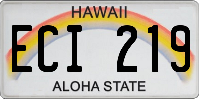 HI license plate ECI219