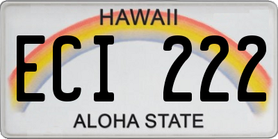 HI license plate ECI222