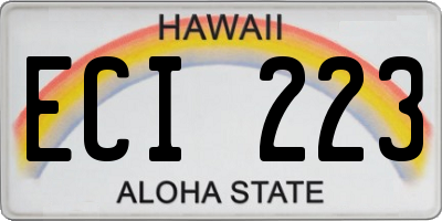 HI license plate ECI223