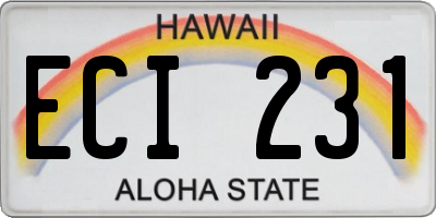 HI license plate ECI231