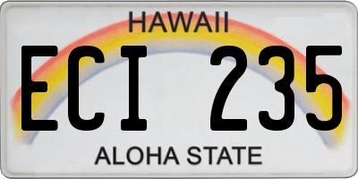 HI license plate ECI235