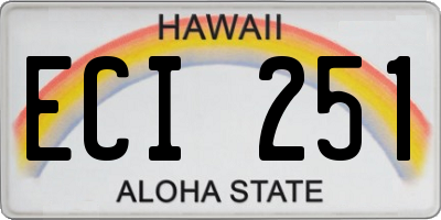 HI license plate ECI251