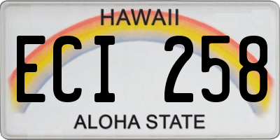 HI license plate ECI258