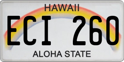 HI license plate ECI260