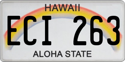 HI license plate ECI263