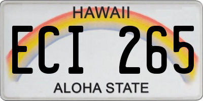 HI license plate ECI265